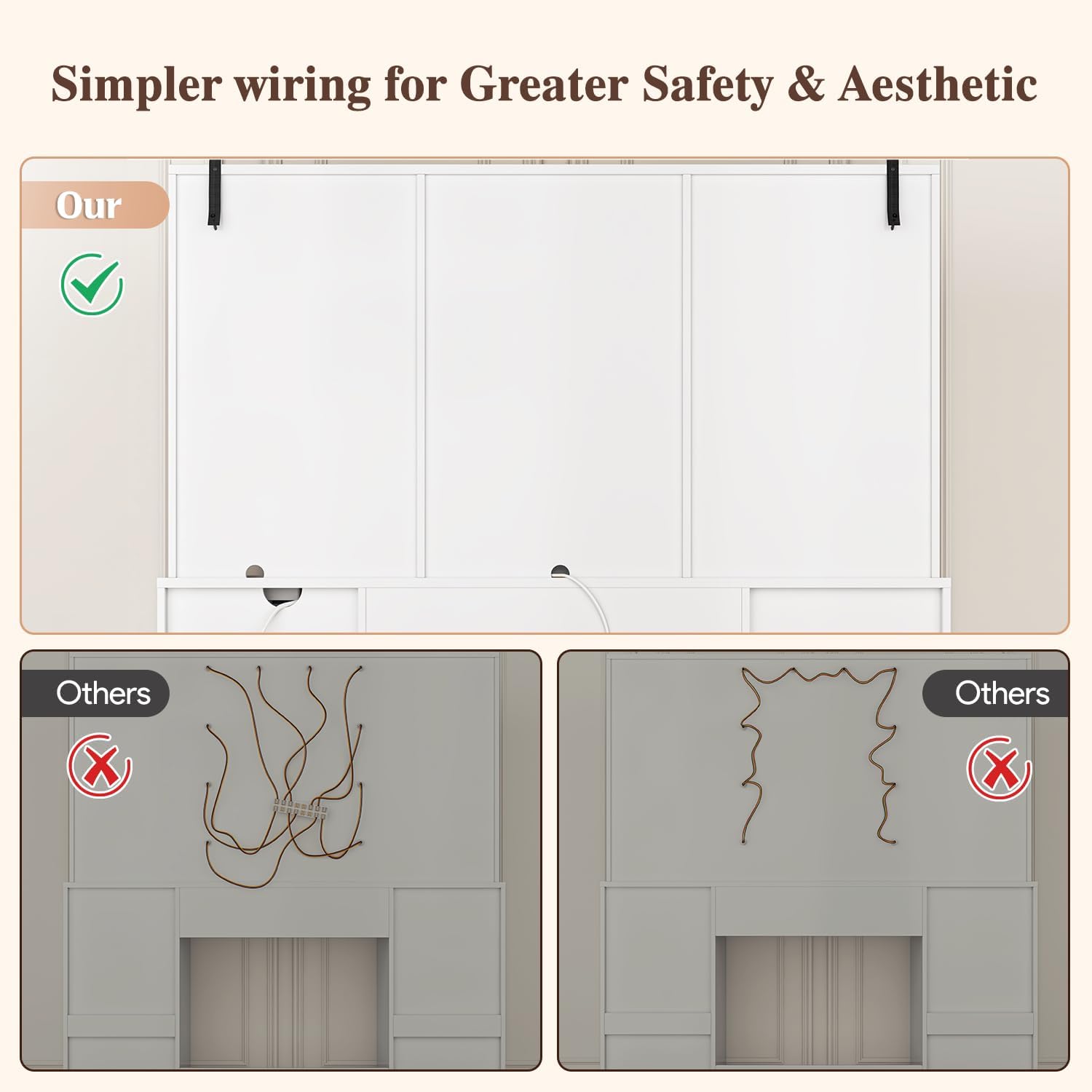 47'' Large Vanity Desk with Mirror and Lights, 7 Drawers, 8 Storage Shelves Vanity Table, Big Makeup Vanity Desk with 3 LED Lighting Modes, Vanity Dresser with Outlet, Sliding Mirror (White)