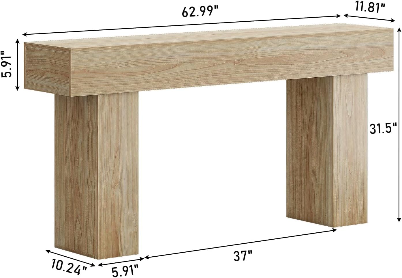 63 Inch Long Console Table for Entryway, Farmhouse Wood Sofa Table Behind Couch Table, Narrow Entryway Table for Living Room, Entrance, Hallway, Foyer, Rectangular Entry Way Table, Easy Assembly