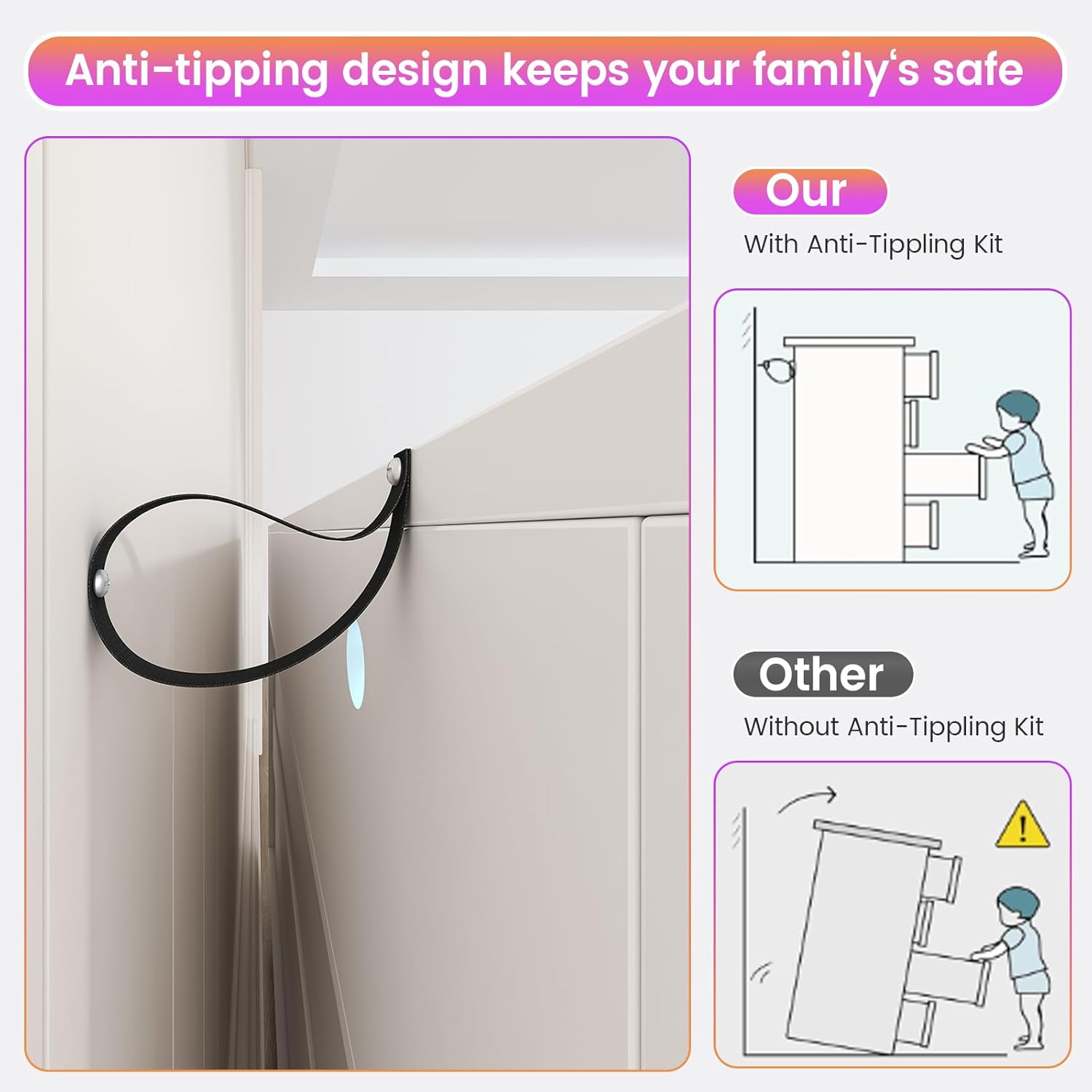White 6 Drawer Dresser for Bedroom, Chest of Drawers with LED Light and Power Outlet, Tall Wide Dresser for Organizer Cabinet Bedroom,Living Room,Hallway, Entryway