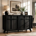 knoworld 59" Sideboard Buffet Cabinet with Storage, Modern Credenza, Black | Wood Console Cabinet with 4 Doors&Adjustable Shelves, Accent Coffee Bar Cabinet for Living Room Kitchen Dining Room Hallway