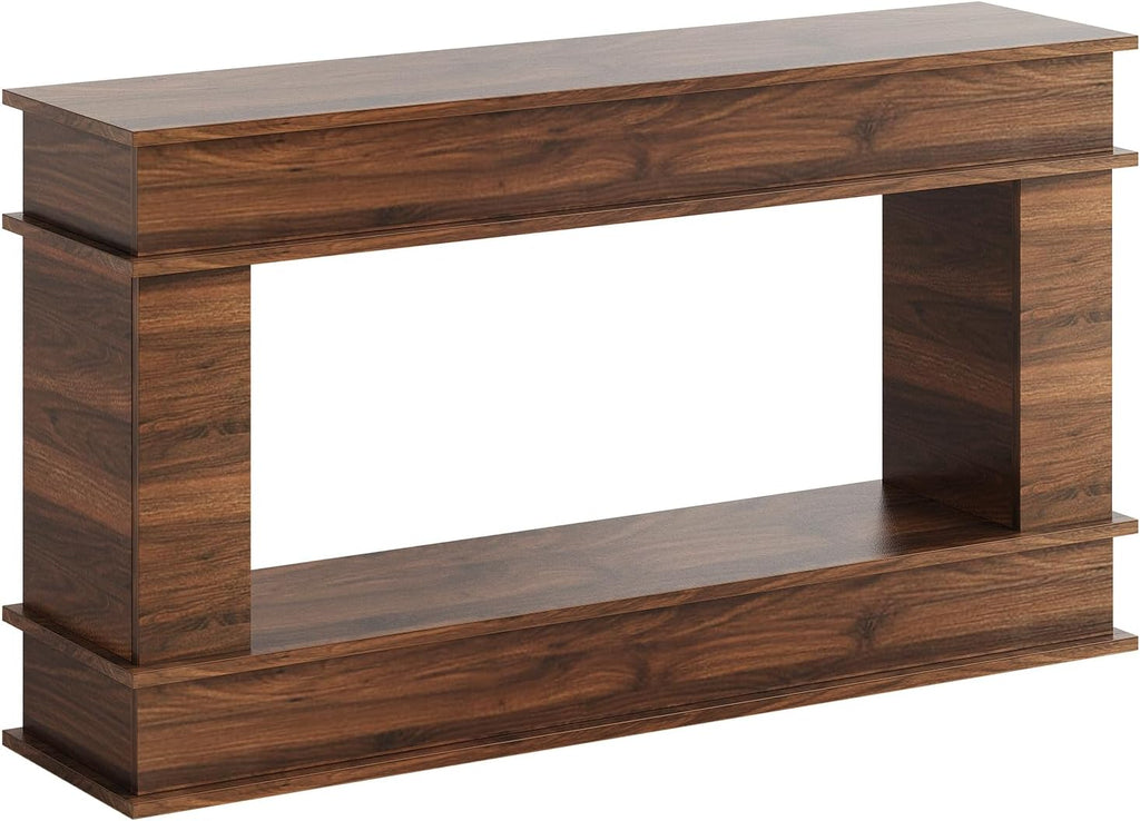 63-Inch Long Console Table, Farmhouse Entryway Table with Open-Back Storage, Wood Narrow Entry Table Couch Table behind Sofa, Modern Entrance Table for Living Room, Hallway, Foyer, Behind Couch,Walnut