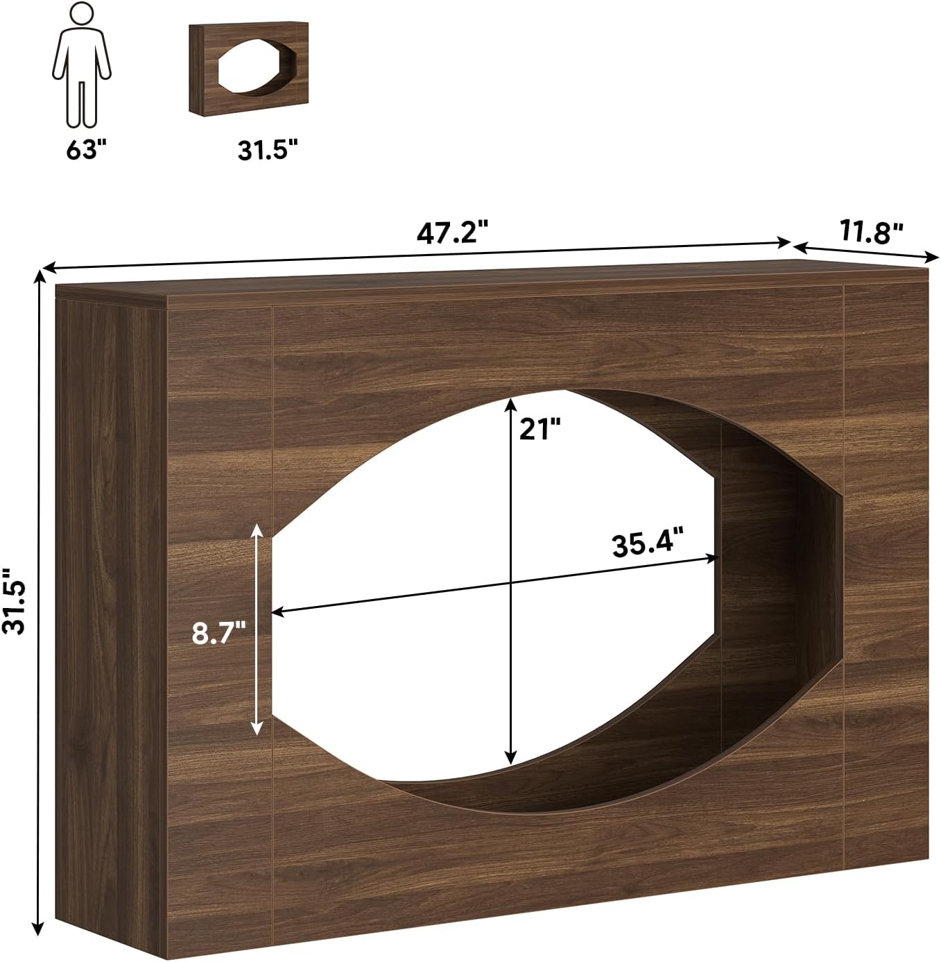 Narrow Console Table with LED Lights and Storage, 47" Adjustable Sofa Table Behind Couch, Farmhouse Long Accent Table for Living Room, Hallway, Foyer, Brown