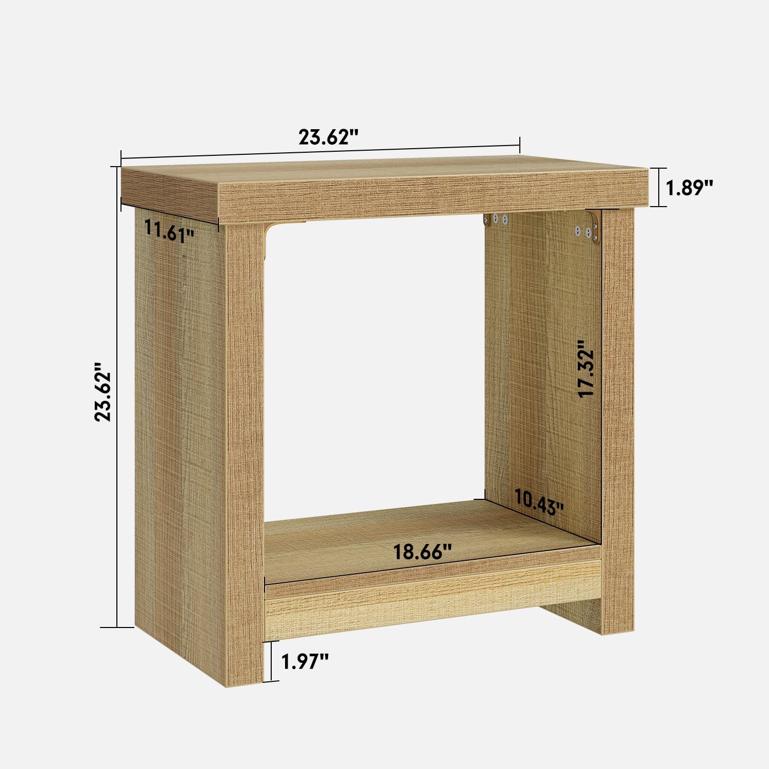 End Tables Set of 2 for Living Room, Narrow Side Tables with Storage Shelves, Square End Table for Bedroom, Slim Nightstand, Skinny Rectangle Accent Table, Farmhouse Bedside Table, Natural (2 Pieces)