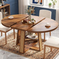 knoworld 43"-59" Extendable Round Dining Table for 4-8, V-Leg | Modern Kitchen Oval Dining Table with Removable Leaves, Wood Base with Storage Shelf for Kitchen Living Room, Walnut