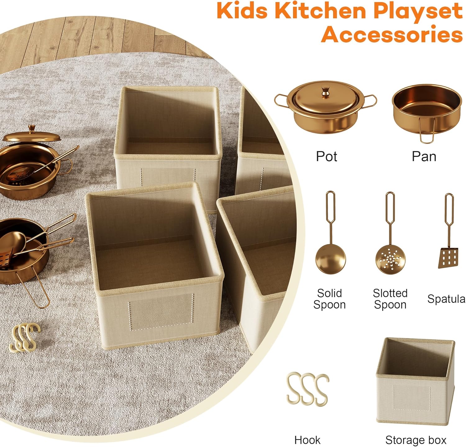 Play Kitchen for Kids, Wooden Toy Kitchen Set with Smart Storage & Accessories, Toddler Kitchen Playset with Stove & Oven, Pretend Play Set, Gift for Ages 3-8, White